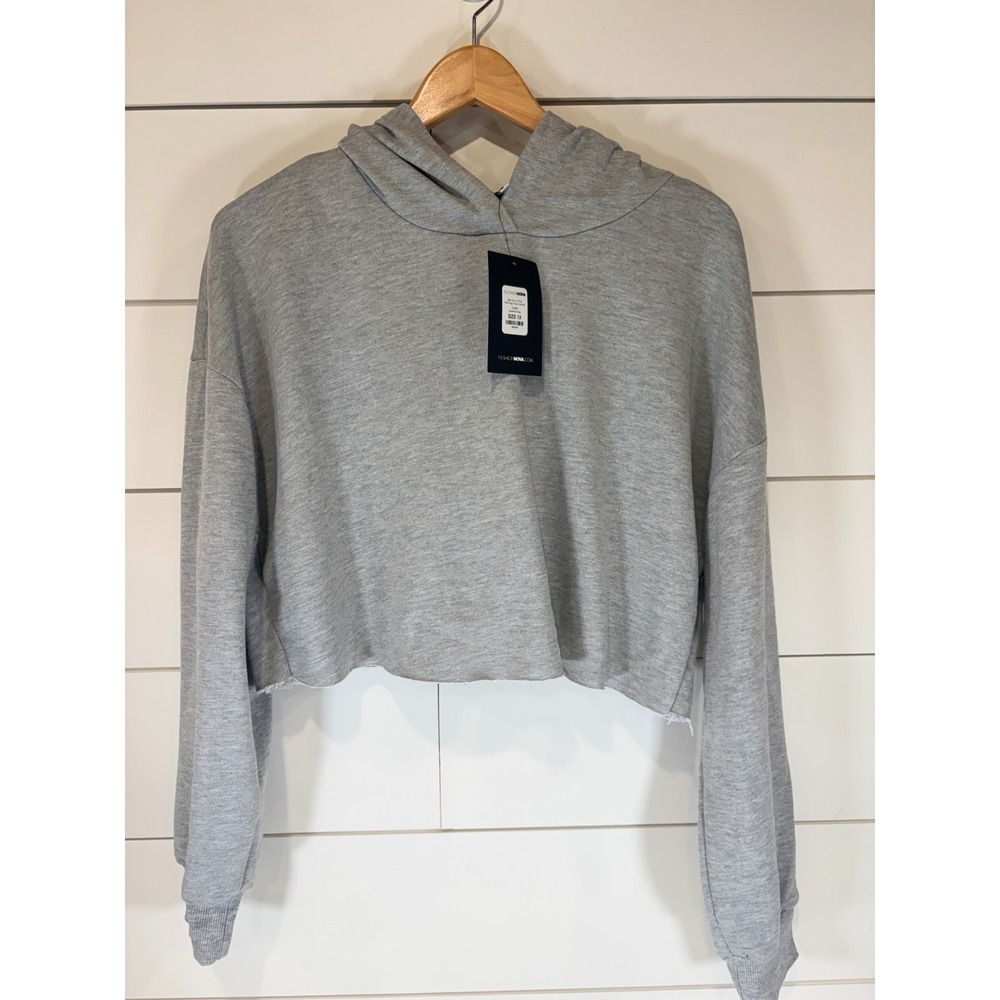 Fashion Nova Grey Cropped Hoodie 1XL NWT